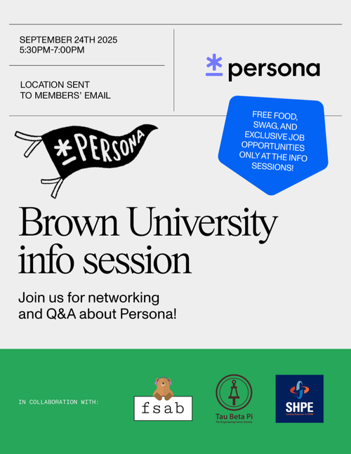 Flier for FSAB x Persona x FSAB x TBP x SHPE Info Session event