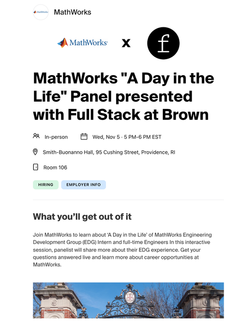 Flier for FSAB x Mathworks x FSAB event